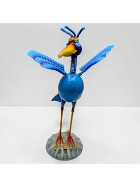 EXHART RARE Geeky Beeks Whimsical Blue Bird Metal Statue Springy Wings